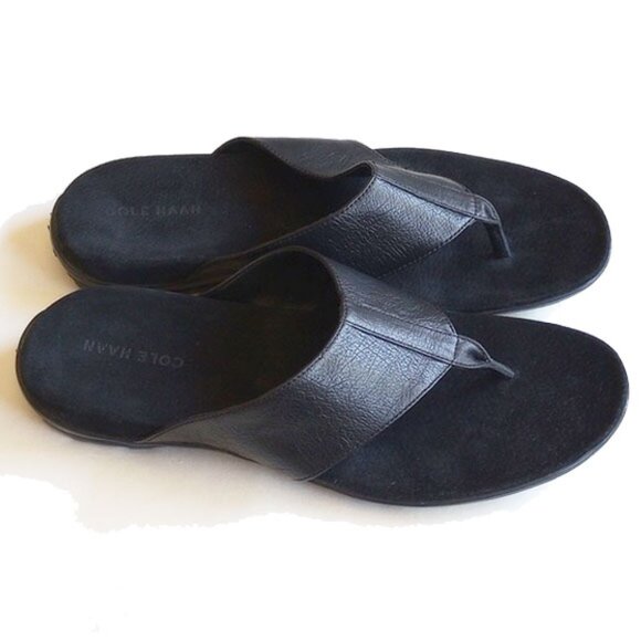 Cole Haan Other - NIB Tucker Thong II Sandals 12 Black Leather Suede